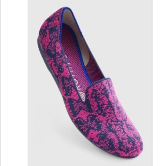 ROTHY'S Size 8.5 fuchsia with navy retired snake print loafers - Picture 9 of 9